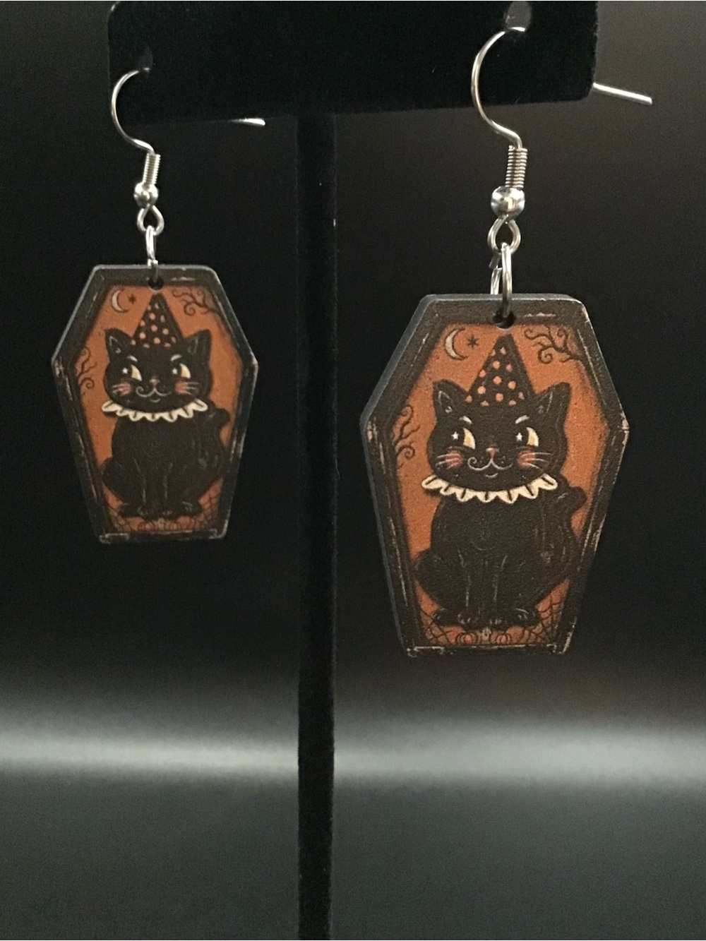 Retro Halloween Cat Earrings